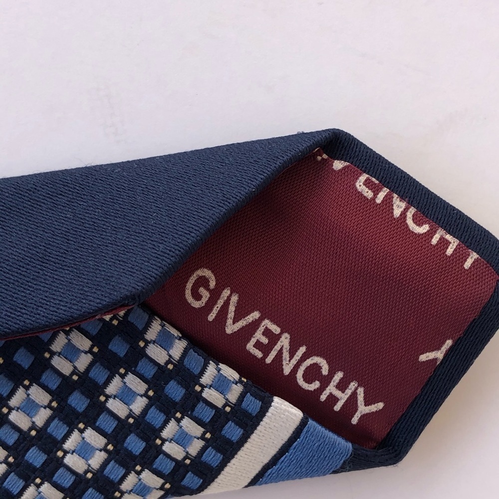 Givenchy Vintage Blue Tie Designer Stripes Men - Picture 6 of 7